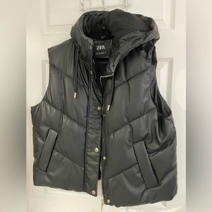 Faux leather Zara vest with hood